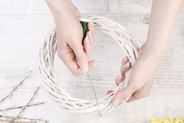 Step 3: Secure The Wire | How To Make A Wreath From Natural Evergreen Clippings