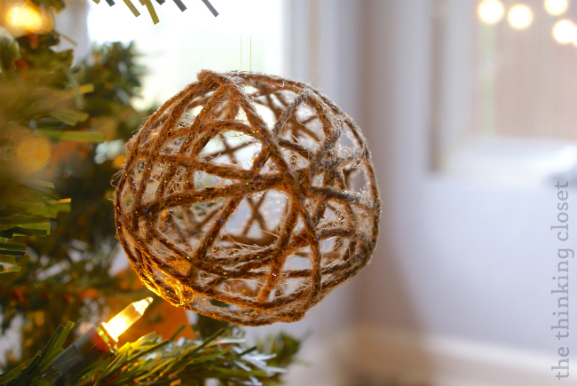 Glitter Twine Ball Ornaments | Stunning Homemade Christmas Ornaments You Can DIY On A Budget