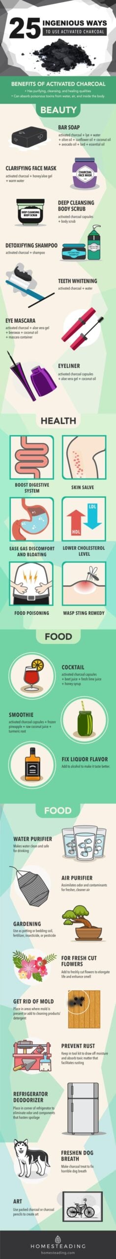 25 Ingenious Ways To Use Of Activated Charcoal Infographic