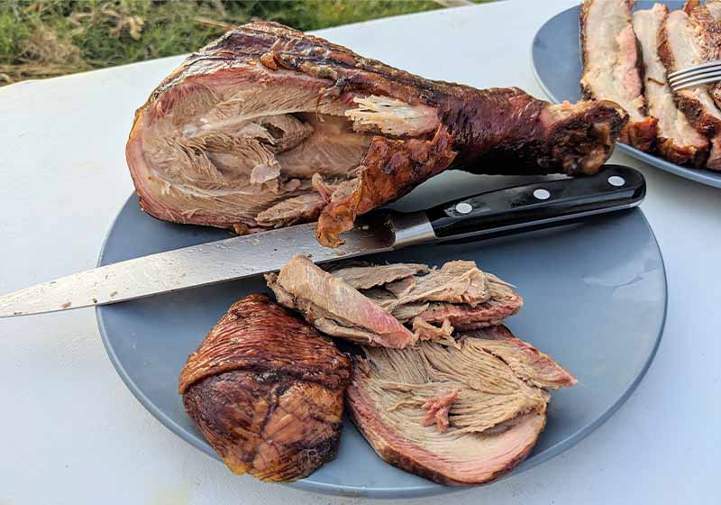carved smoked turkey leg | how to carve a turkey breast