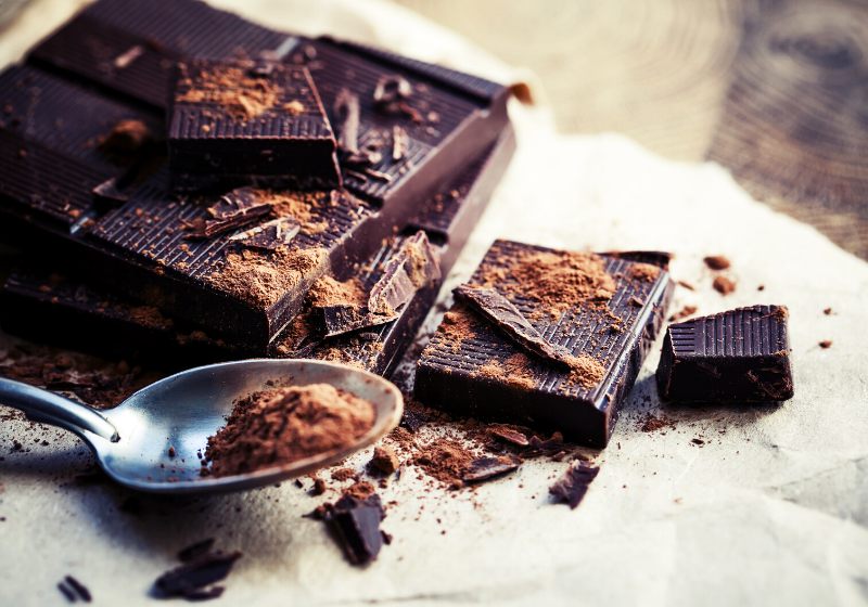 dark chocolate over wooden background | plant based diet for beginners