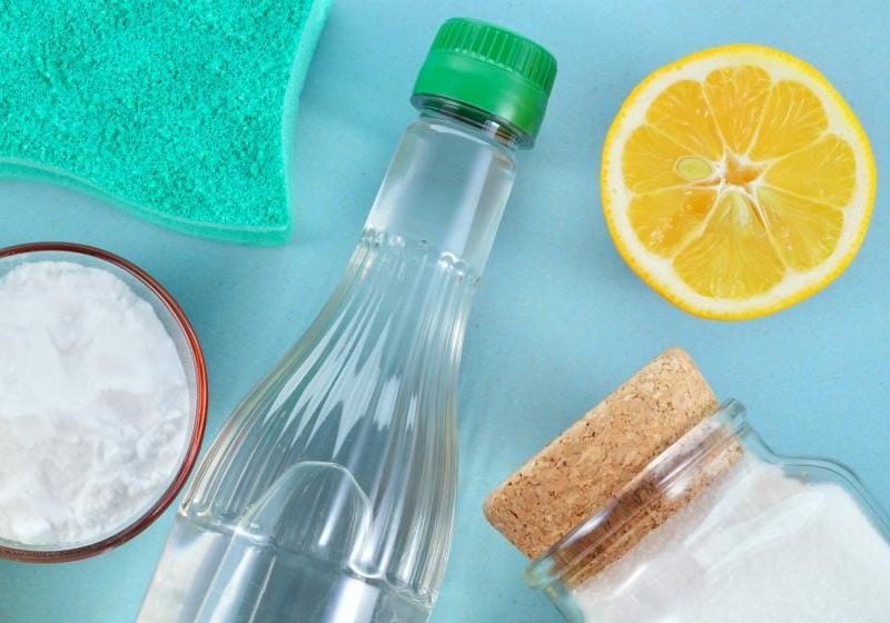 ecofriendly natural cleaners on table | Off The Grid Hacks | Homesteading Tips, Tricks, And Ideas | Off the grid hacks | living off the grid diy projects