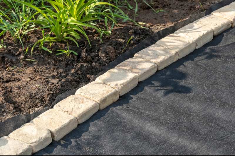 edging-laid-woven-geotextile-fabric-sandstone | duck ponds