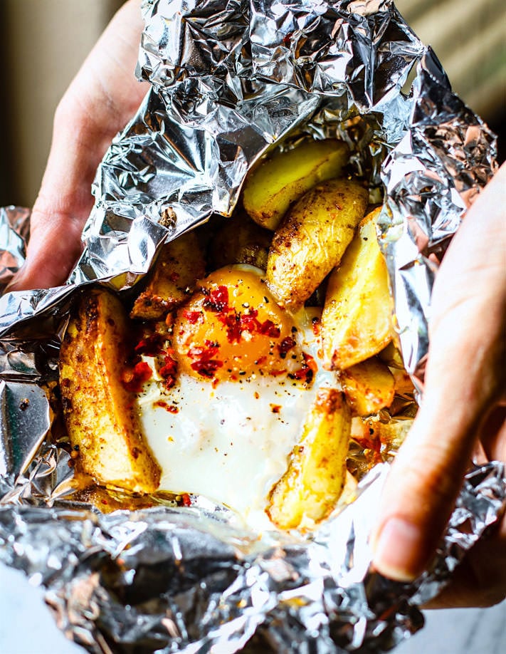 Indian Spiced Baked Potato and Egg Foil Packets | Easy Foil-Wrapped Camping Recipes For Outdoor Meals