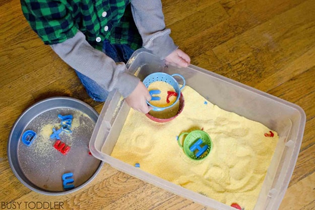 Alphabet Sift & Find |Fun Activities for Kids at Home Get Through a Winter Storm Indoors