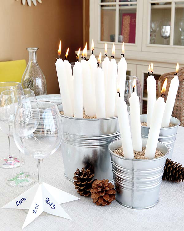 A Bucketful of Christmas Candles | Breathtakingly Rustic Homemade Christmas Decorations
